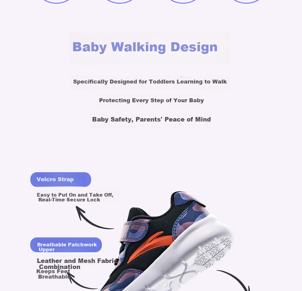 Anta Kids Boys Infant Running Shoes Autumn Winter Non-Slip Baby Toddler Walking Sports Shoes A12430006K 3