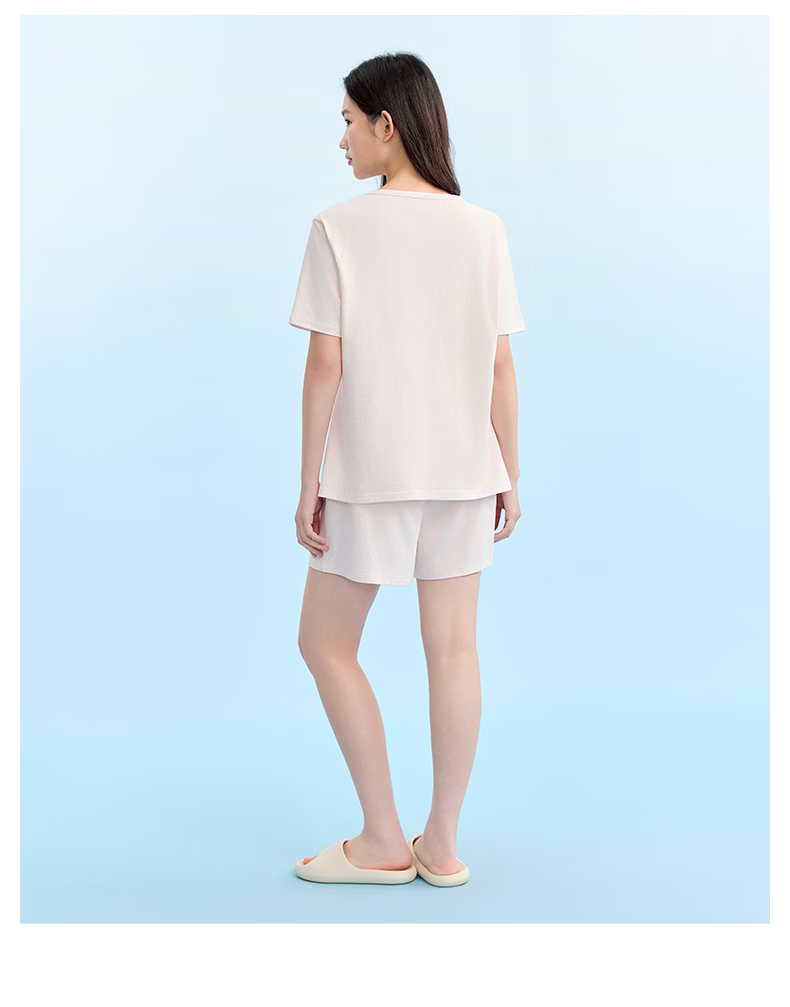 MiiOW Floral Dye Series Summer Crew Neck Short Sleeve Soft Breathable Women's Sleepwear Homewear Set 4
