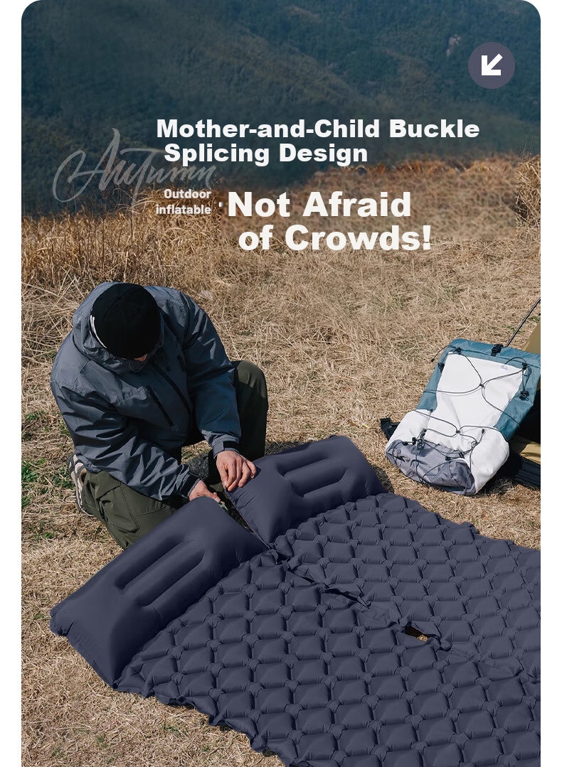 BeiJiLang Automatic Air Cushion Outdoor Inflatable Mat, Camping Ultra-Light Portable Sleeping Pad, Foot-Stepping Inflatable Belt Pillow, Floor Mat 10