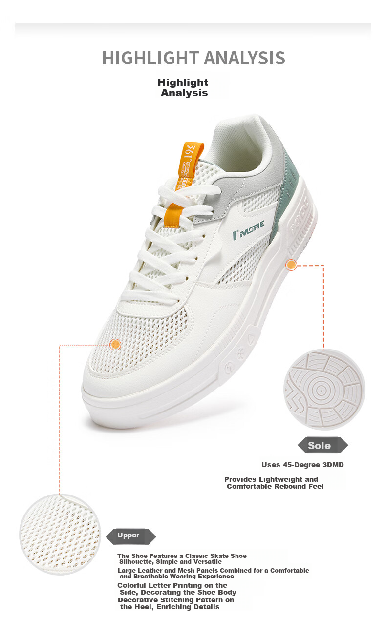 361° Men's Sports Shoes Spring Summer Breathable Classic Retro Versatile Thick Sole Casual Sneakers 672626621-1 21