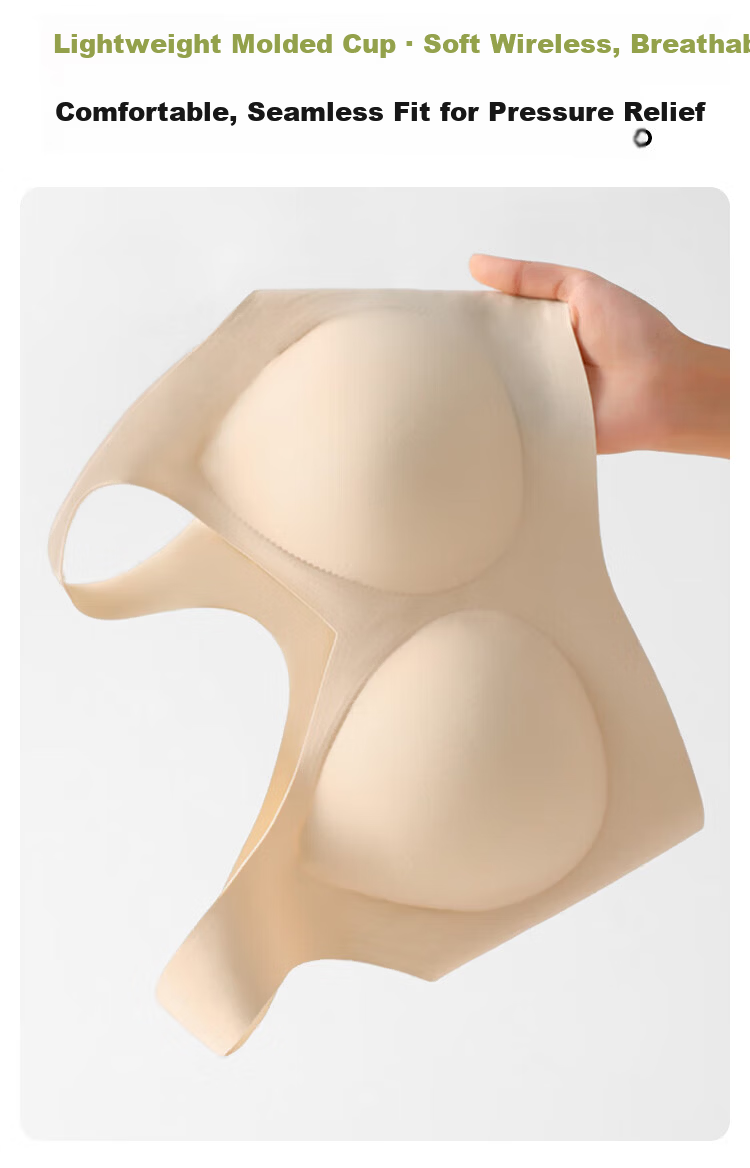 Modal 2-Pack Seamless Wireless Bra with Fixed Latex Cups, Tank Top Style, Push-Up Sports Bra in Nude Pink 11