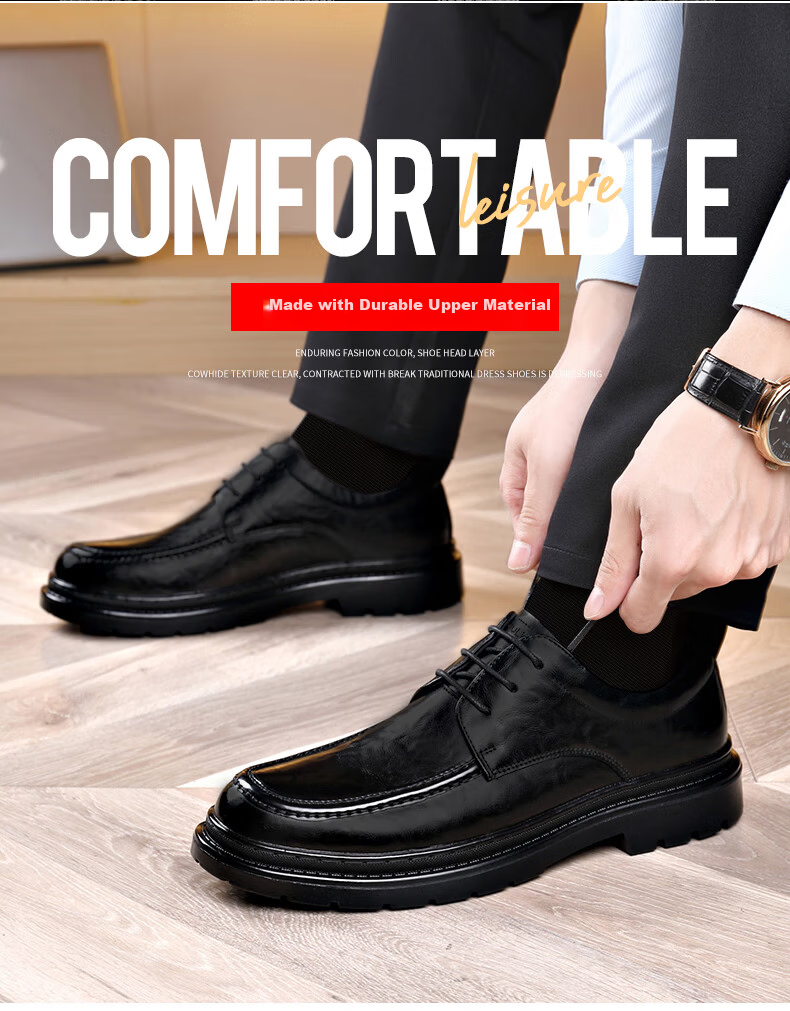 MULINSEN Men's Business Formal Leather Shoes Thick Sole Youth Lace-up Casual Shoes R22033 4