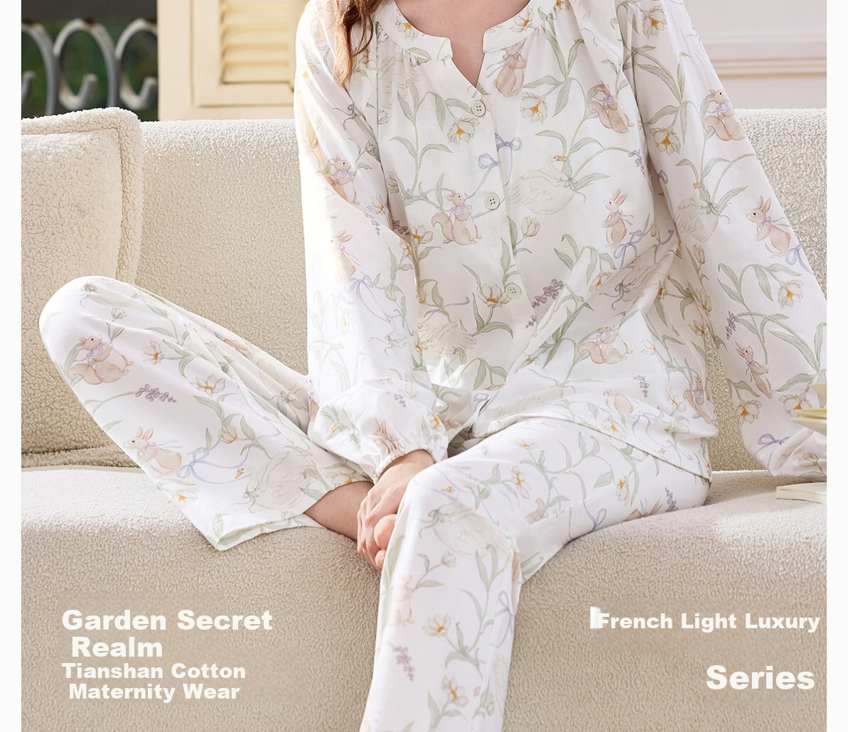 JOYNCLEON Maternity Pajamas Spring Summer 1-7 Months Tencel Cotton Nursing Sleepwear for Pregnant Women XL Jyz206095 3