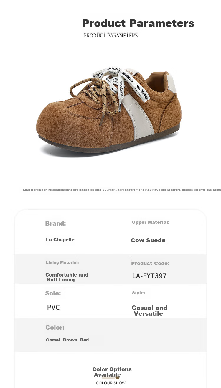 La Chapelle Women's Derby Shoes Spring New Retro Melard Ins Casual Sneakers Camel 36 1