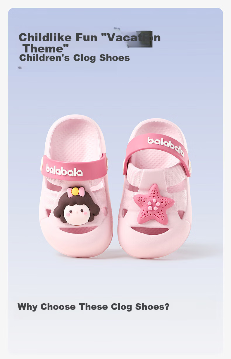 Balabala Kids Cartoon EVA Soft Sole Holey Sandals Boys Girls Summer Indoor Outdoor Beach Slippers 1