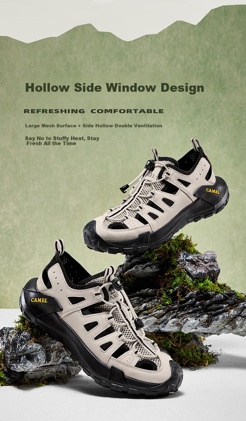 CAMEL Anti-collision Breathable Creek Walking Outdoor Hiking Men's Sandals G16M342029 Night Black Size 42 4