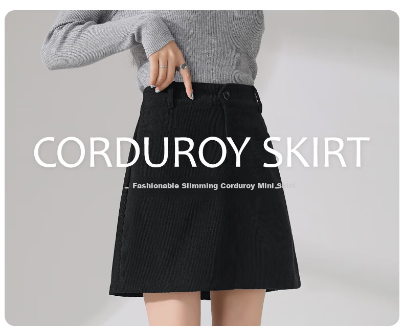 MJ STYLE Corduroy Mini Skirt for Women 2026 Spring Autumn New Korean A-Line High Waist Slim Fit Petite College Style Skirt 1