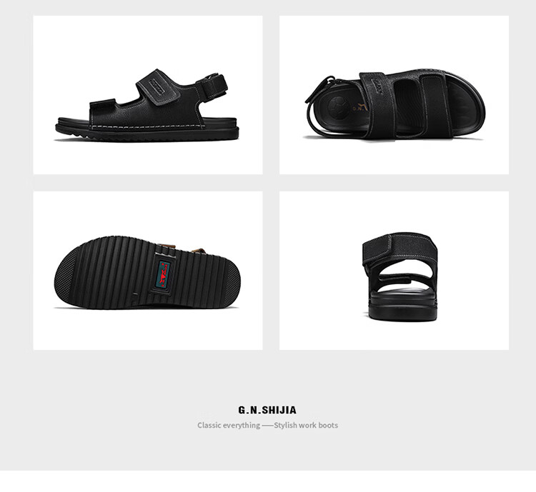 Bull Family Men's Leather Sandals Summer New Breathable Casual Comfortable Durable Beach Shoes Lightweight Versatile Outdoor Shoes for Men 21