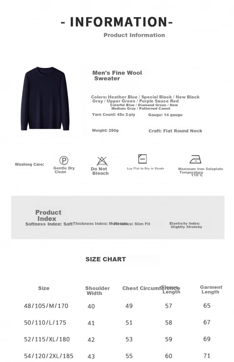Hengyuanxiang [Wool Included] Spring and Autumn Thin Men's Crew Neck Sweater Middle-aged Knit Base Shirt Solid Color Medium Gray M 11