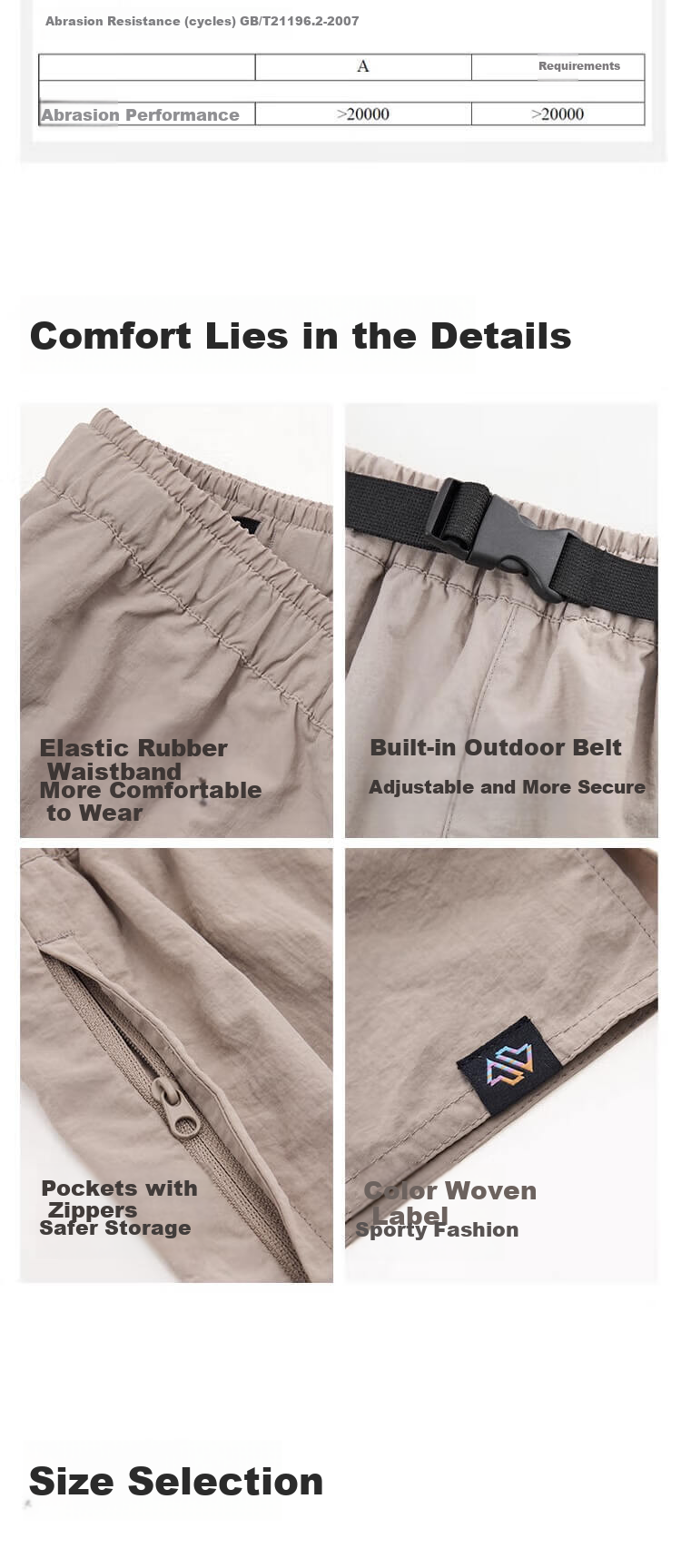 JD Original Outdoor Quick-Dry Pants, Versatile Cargo Shorts, Sports Pants, Hiking Shorts, Camping Knee-Length Shorts, Lin Brown Gray, Size S 4