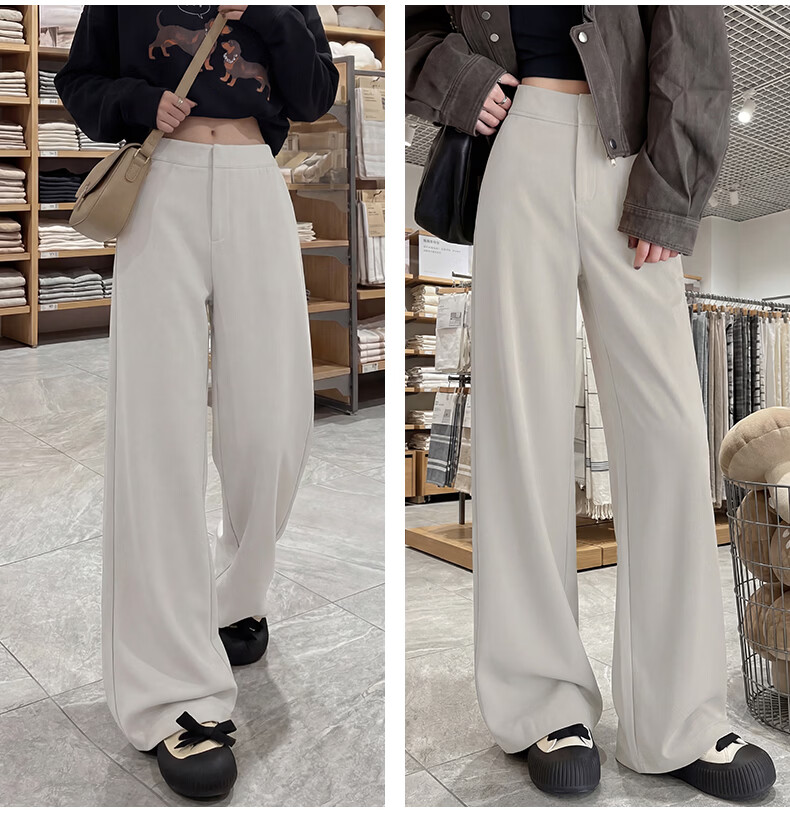 Borui Women's Casual Dress Pants 2026 New Spring Summer Flowing Wide-Leg Slim Straight-Leg Suit Trousers 21