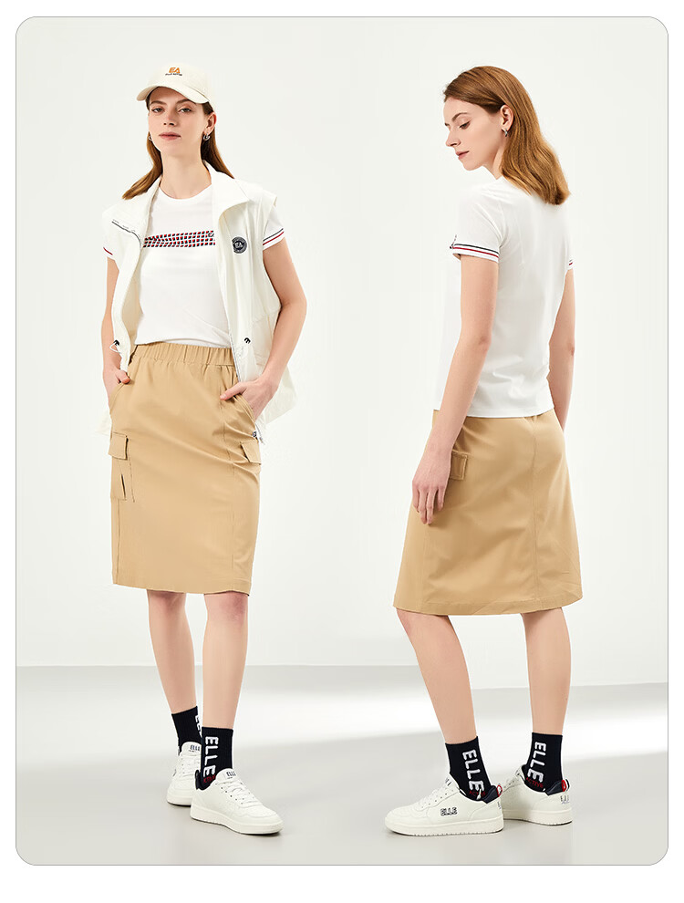 ELLE ACTIVE Casual Colorblock Plaid Short Sleeve T-Shirt Women Summer Simple Versatile Commuter Sports Crew Neck Top White S 7