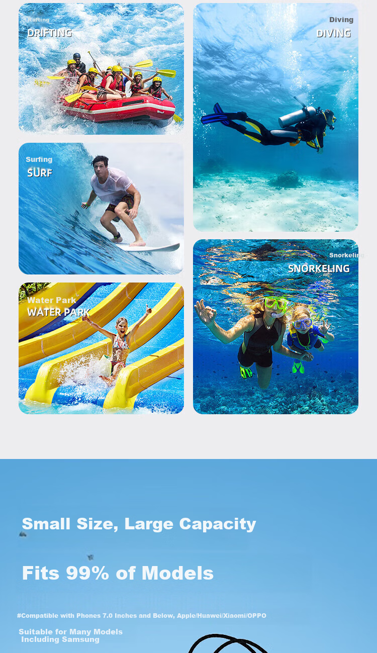 Beiyipin Transparent Waterproof Phone Pouch Touchscreen Swimming Beach Floating Water Park Sealed Lanyard Airbag Phone Case Neck Hanging Waterproof Rainproof Hot Spring Deep Diving Sealed Bag 19