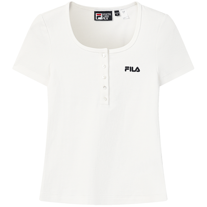 FILA Official Women's Knitted Short Sleeve Shirt 2026 Summer New Fashion Simple Slim Fit T-Shirt