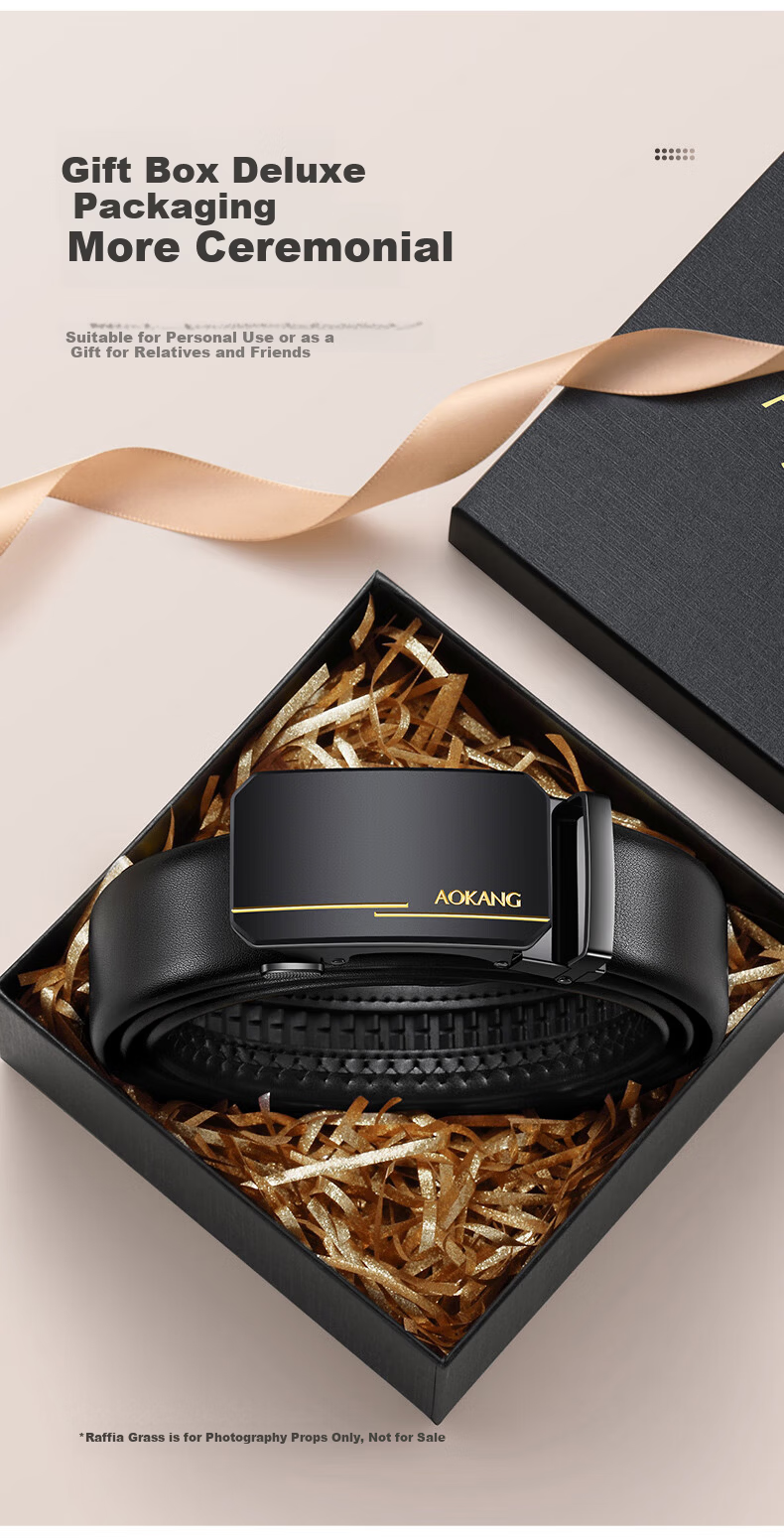 Aokang Genuine Leather Men's Business Casual Automatic Buckle Commuter Belt New Year Gift for Men 4