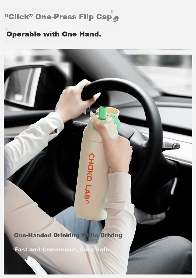 Chakolab Dual-Drinking Children's Insulated Cup, Student Straw Cup, Large Capacity Sports Water Bottle, Portable Office Cup, Stylish Kaka Cup 6