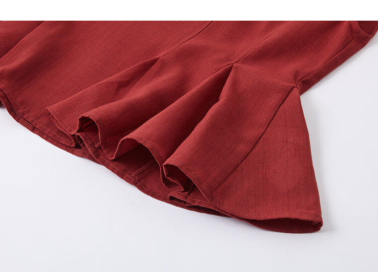 Demana Summer Dragon Fruit Color Raglan Sleeve Waist Cinched Ruffle Slim Fit T-Shirt for Women 13