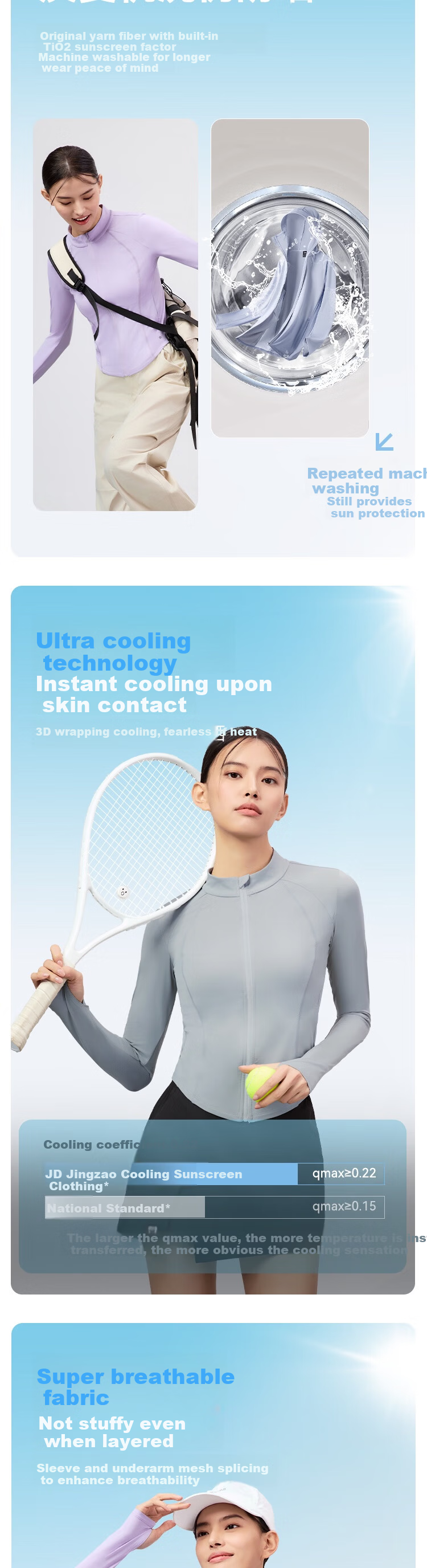 JD Original UPF800+ Women's Knitted Cooling Sun Protection Jacket, Sports Outerwear for Summer, Gray with Hood, Size M 6
