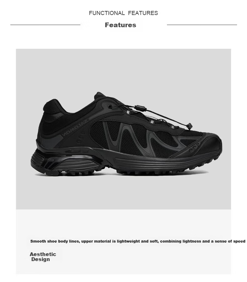 Salomon XT-WHISPER Durable Low-Cut Trail Running Shoes Unisex Black Size 38.5 2