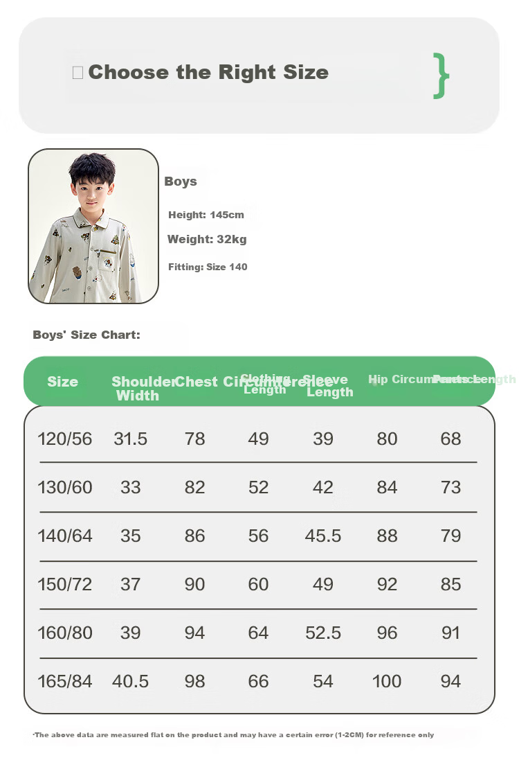 Hodohome Boys' A-Class Cotton Pajamas Cartoon Print Long Sleeve Cardigan Set 107-160 22