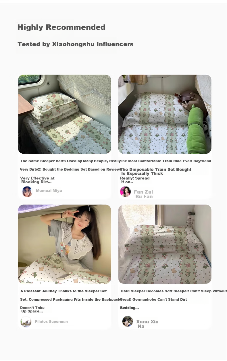 Dr. Chu Disposable 4-Piece Bedding Set for Train Sleeper, 3-Piece Thickened Single Bed Sheet and Duvet Cover, Hotel Use 3