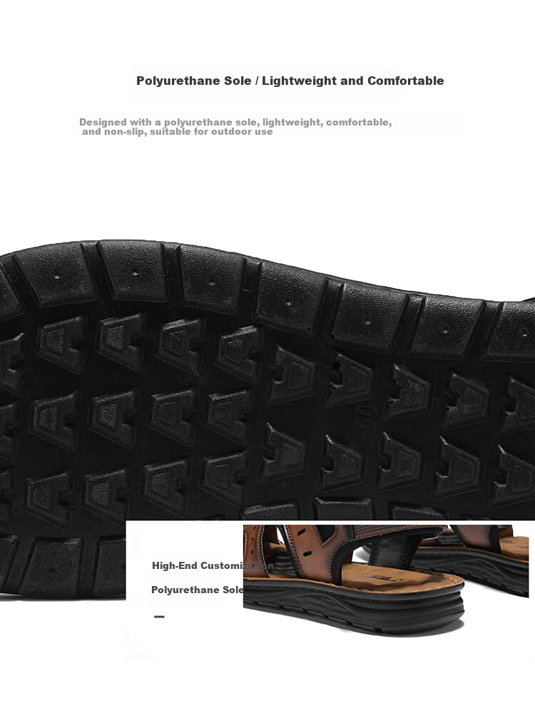Bull Family Men's Summer Sandals Hollow Breathable Retro Thick Sole Durable Beach Shoes 5