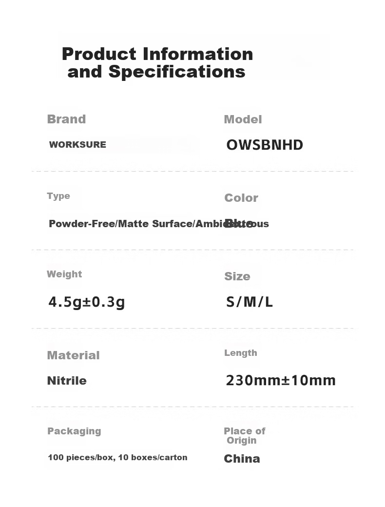 WorkSure Disposable Nitrile Gloves Waterproof Cleaning Mechanical Factory Thickened Durable Extended Laboratory Industrial OWSWNL6.5g 12-inch 100pcs/Box L 11