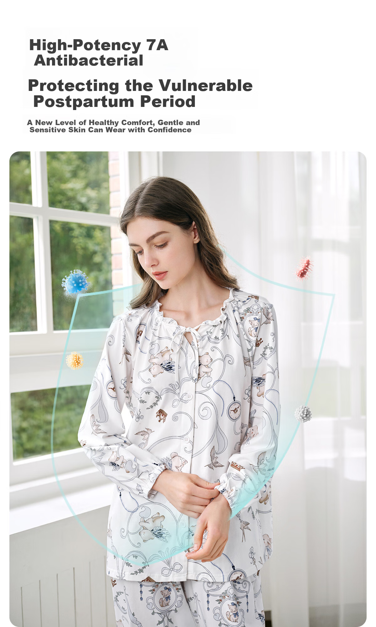 JOYNCLEON Maternity Postpartum Nursing Pajamas Spring Summer Cotton Antibacterial XL JYZ178915 6