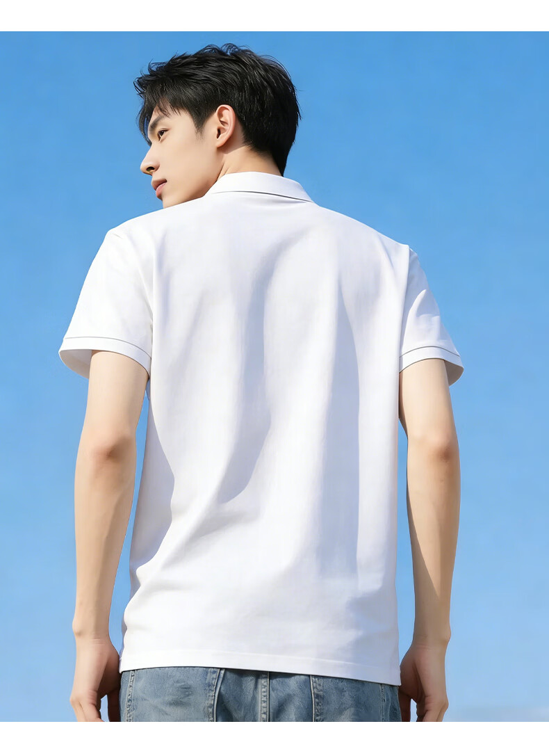 Jeanswest Men's Short Sleeve Polo Shirt 2026 Summer New Imitation Cotton Solid Color Loose Casual T-Shirt Base Shirt Black XL 8