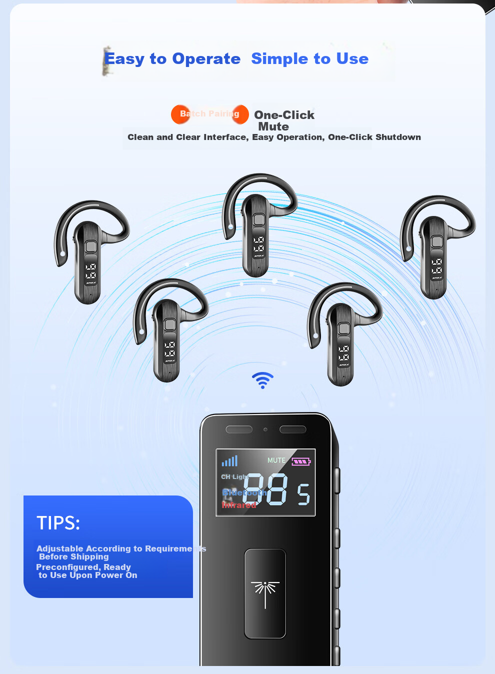 KAIMILE C96 Wireless Tour Guide System Headset with Lapel Microphone for Team Interpretation, Corporate Reception, Scenic Area Teaching and Explanation 5