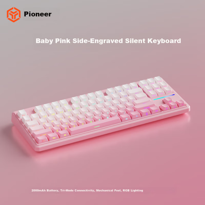EWEADN V80 Wireless Keyboard and Wired Bluetooth Tri-mode Mouse Set Mechanical Feel Silent Side-engraved High Appearance Gaming Office Portable 87-Key Membrane Keyboard for PC Laptop