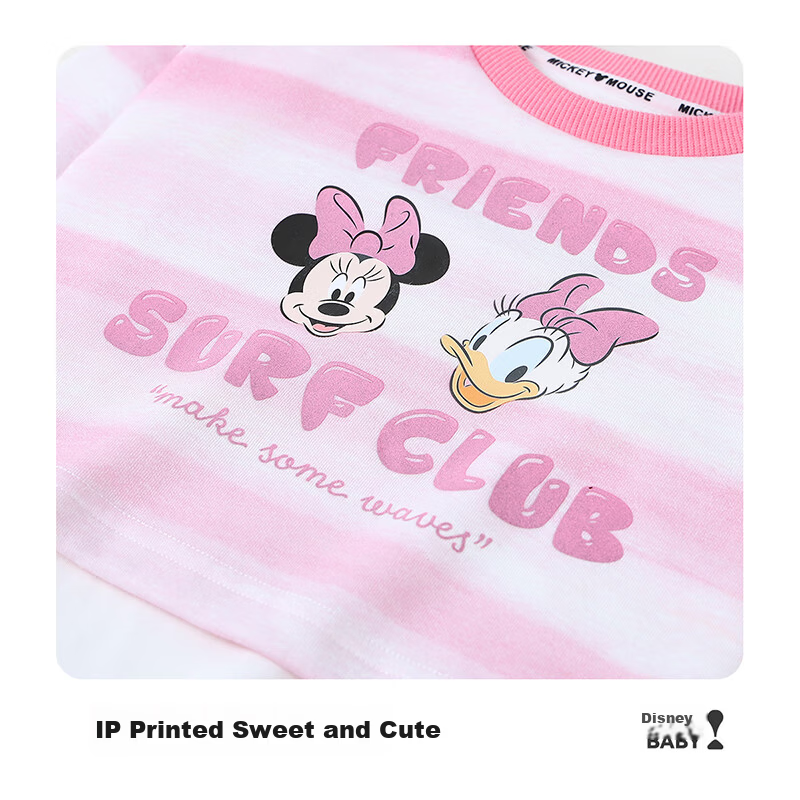 Disney Baby Girls' Two-Piece Set Children's Sweatshirt and Sweatpants Spring Casual Sportswear Sakura Pink 140