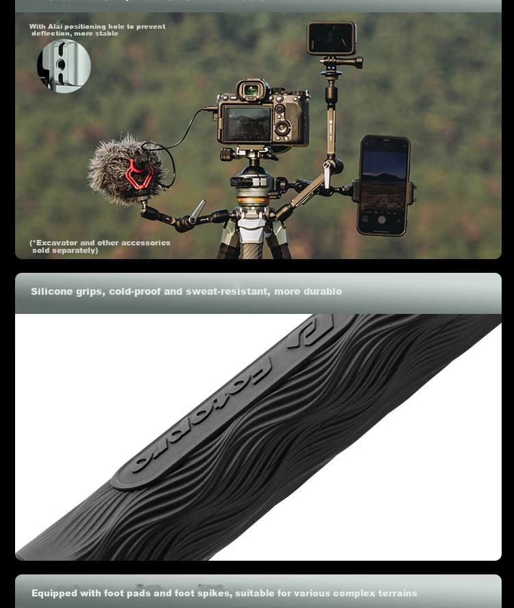 Fotopro Origin Portable Pure Carbon Fiber Asymmetric Design Panoramic Tripod Head for Digital Camera Mirrorless Photography Black 18