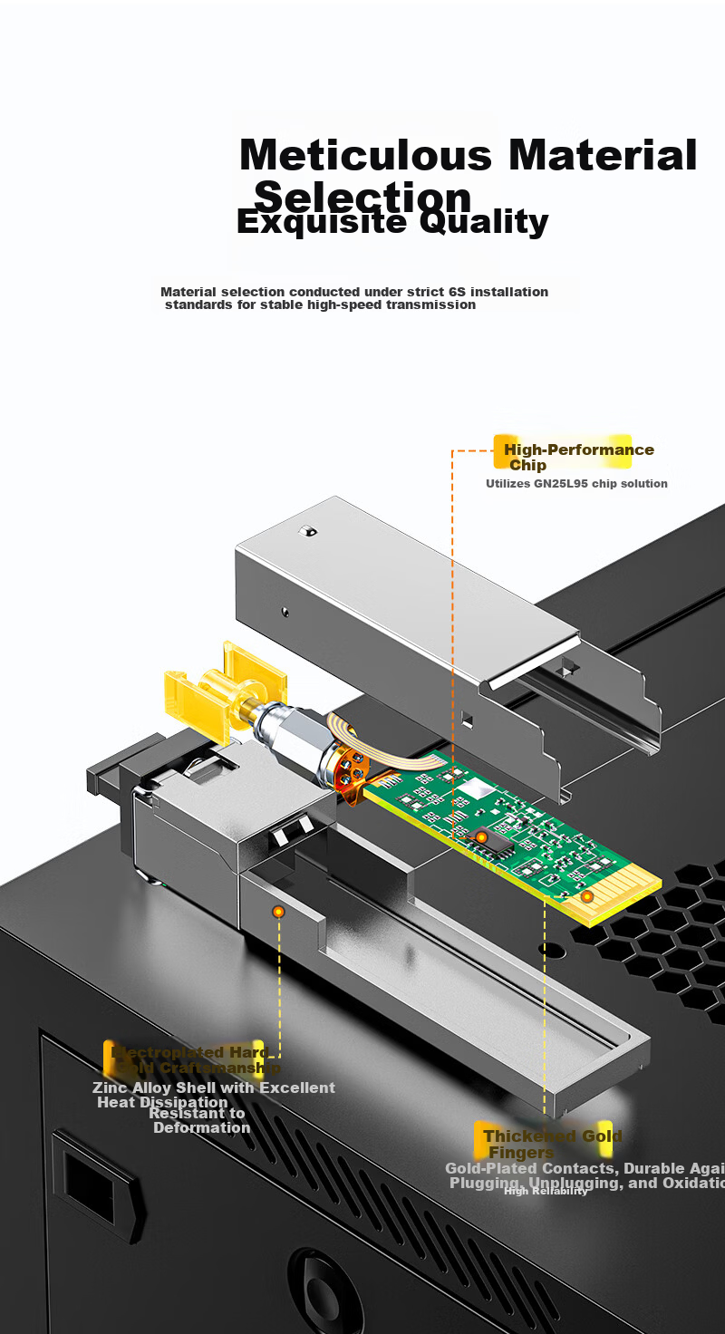 Sanze [Military Standard Certified] Gigabit SC Optical Module SFP Optical Module 1.25G Single-mode Single-fiber SC Interface 3KM Pair Compatible with Huawei/H3C/TP-Link SZ-SCQ03AB 3