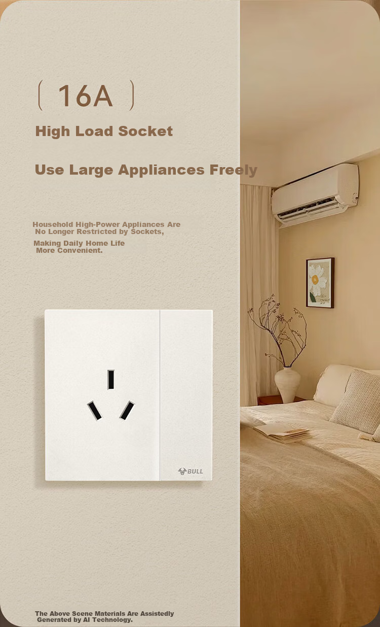 BULL G57 Butterfly Ultra-Thin 10A Seven-Hole Large Panel Socket G57Z323 Floral White Flush Mount Socket 17