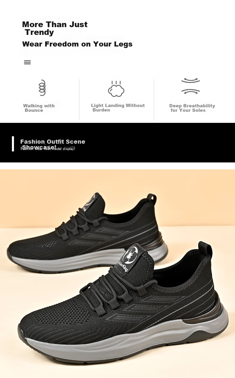 Spider King Men's Shoes Spring Summer Thin Mesh Breathable Flyknit Lightweight Sports Casual Shoes 28F069 Gray Size 41 9