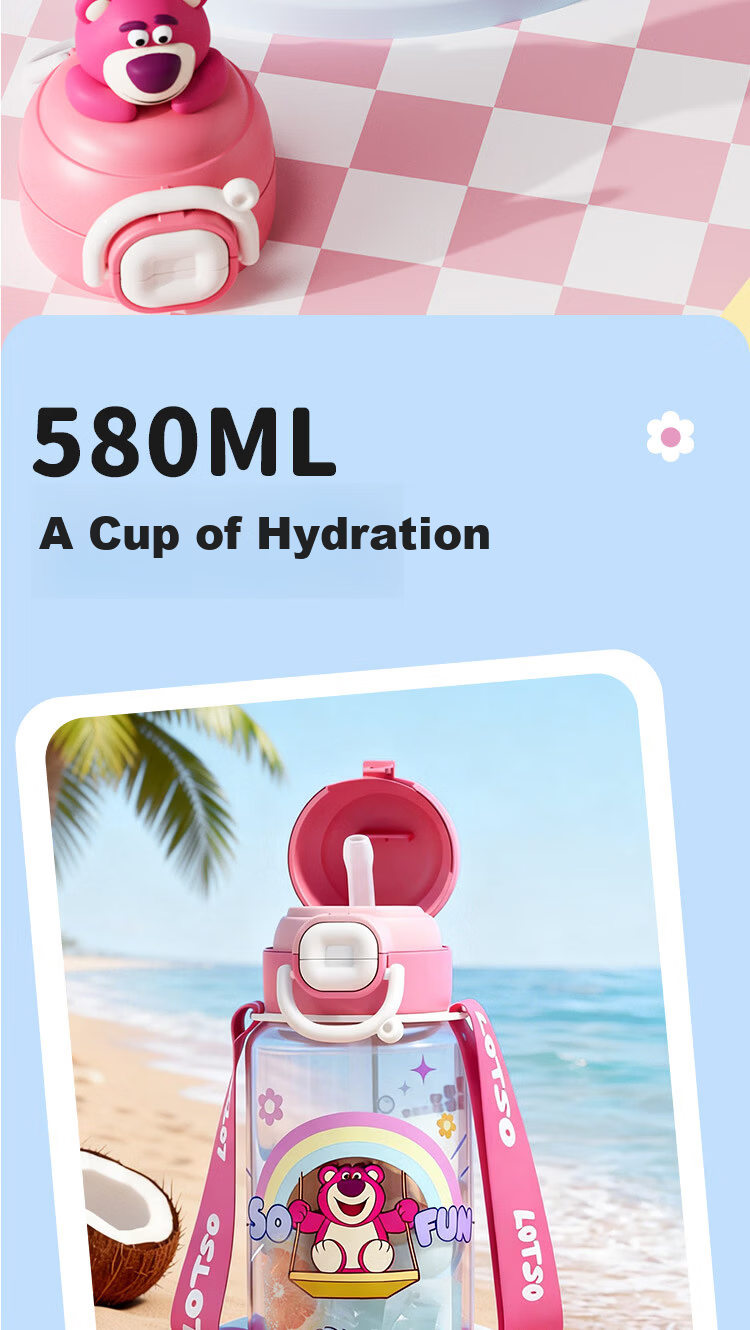 Disney Large Capacity Straw Water Bottle High-Quality Cup for Men and Women Children's Student Sports Water Bottle Summer Gift 6