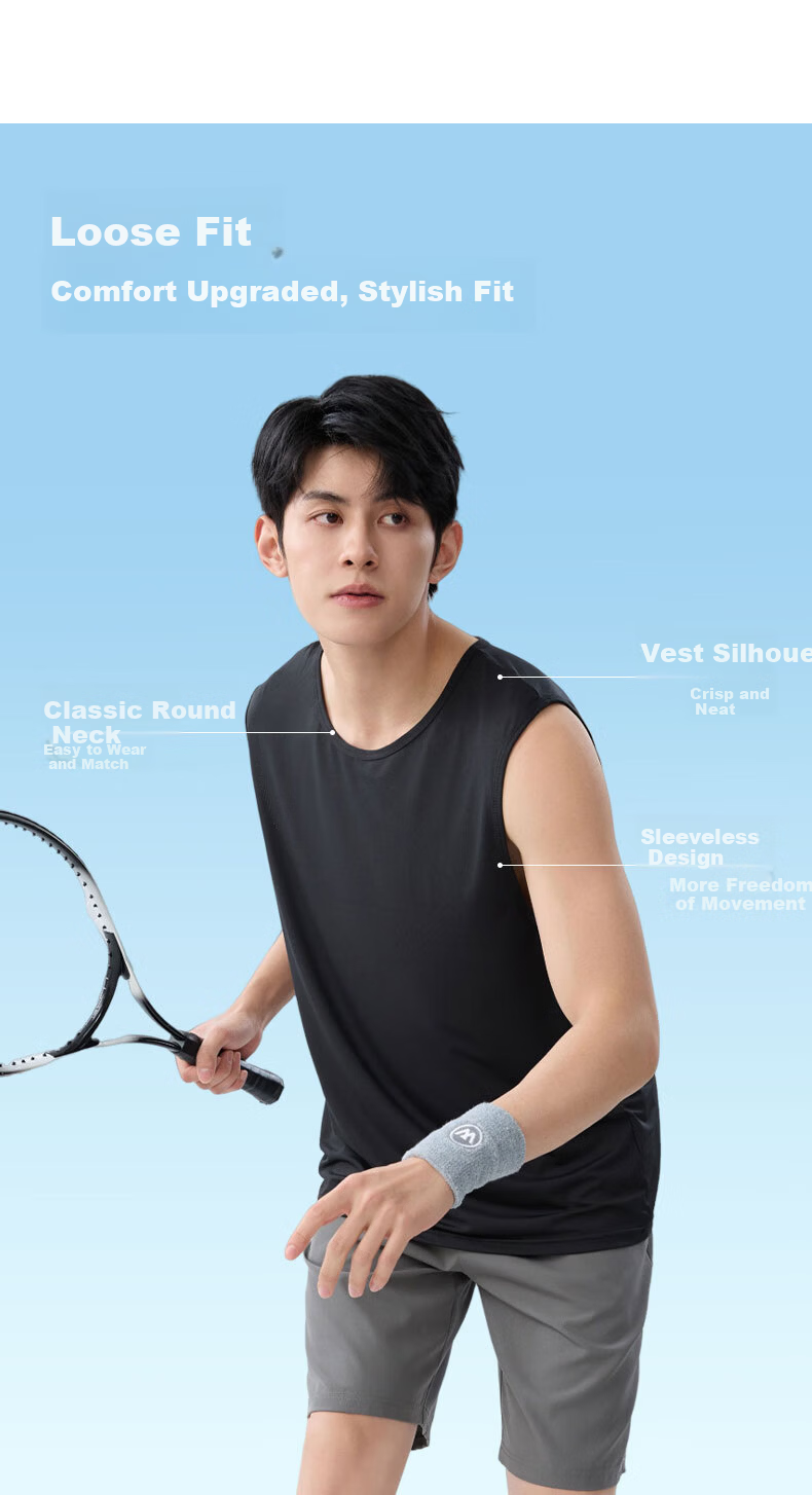 Baleno S&K Series Ice Silk Vest Men Summer Sports Breathable Quick-Dry Sleeveless Casual T-Shirt 8