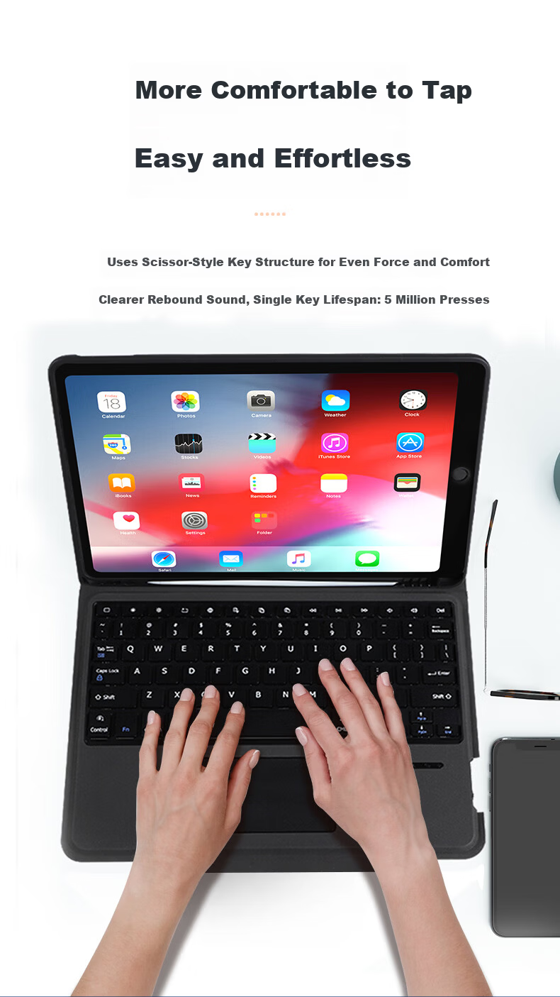 Smorss Magnetic Floating Stand Keyboard Case for 25 Models of Apple IPad Air7 11-Inch Tablet, Lightweight Protective Cover for IPad Pro/Air4/5/6-10.9/11 Inch 3