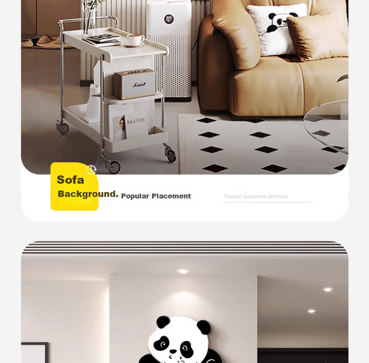 Mao Jiu Jiang 2026 New Panda Wall Clock Modern Minimalist Cream Style Living Room Creative Home Clock 4