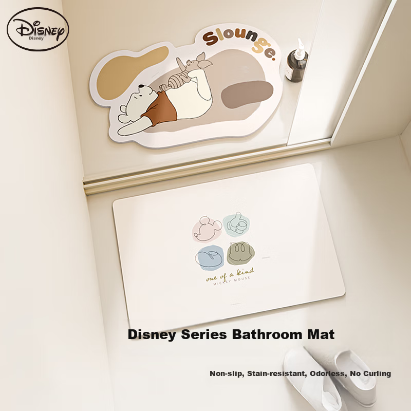 DISNEY Diatom Mud Absorbent Bath Mat Bathroom Non-Slip Mat Entrance Door Floor Mat Toilet Mat
