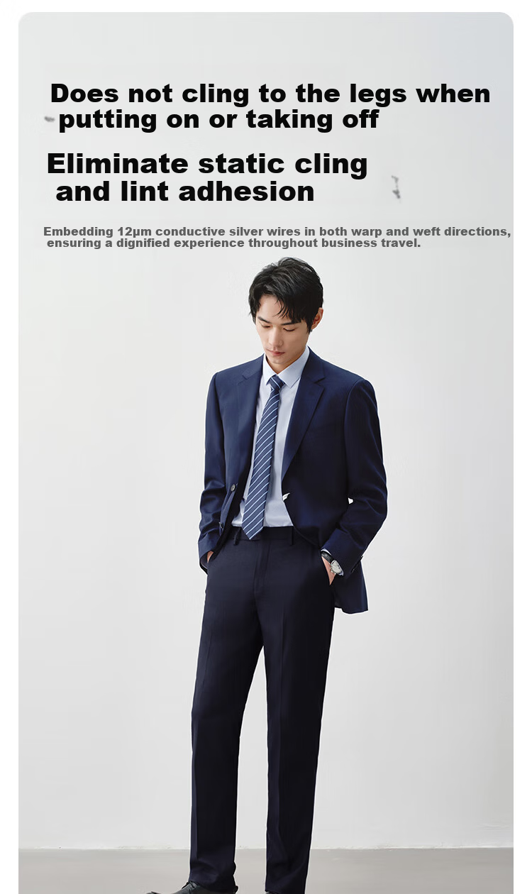 JD Jingzao High Elastic Wrinkle-Resistant Men's Business Casual Pants Summer New Premium Black 34 4