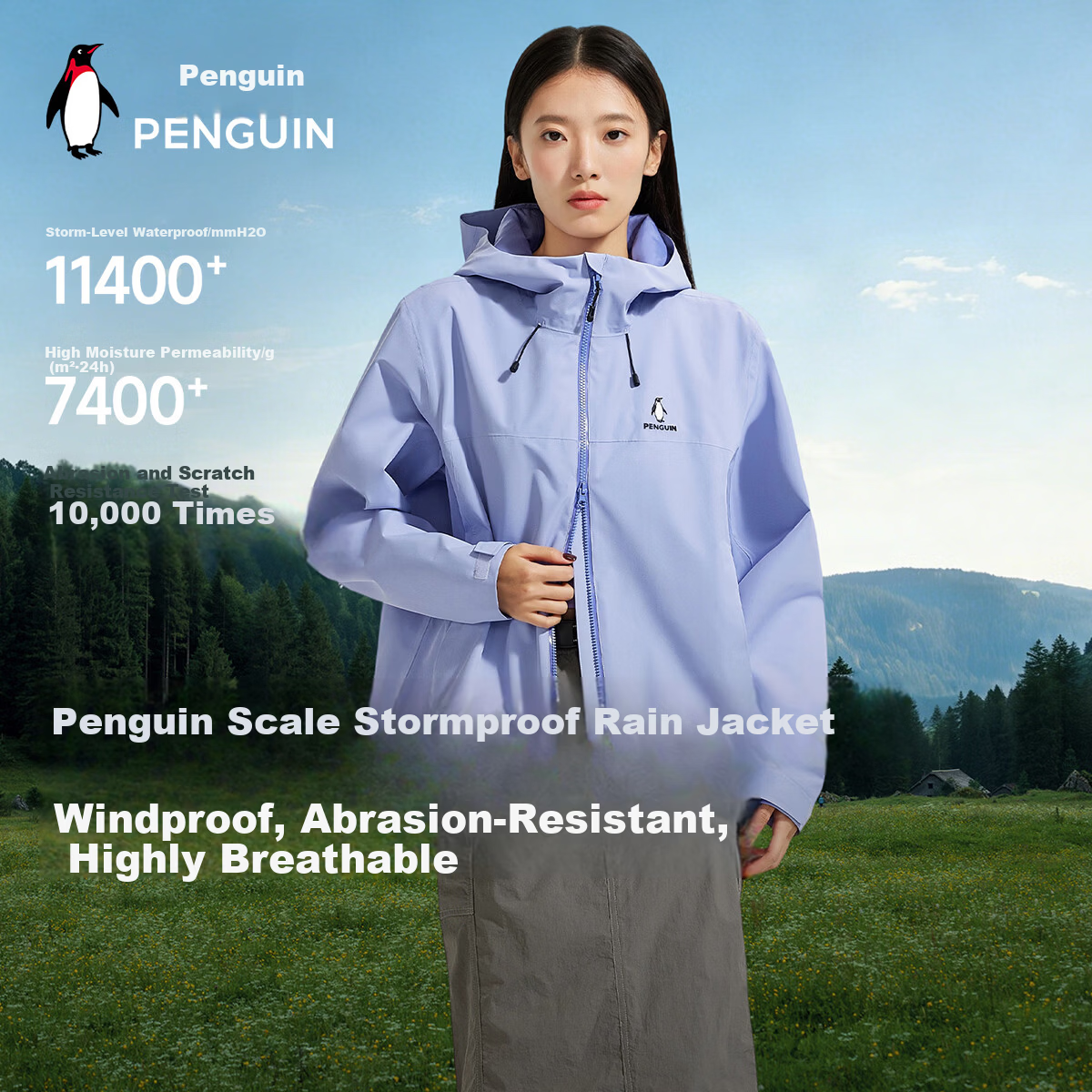 Penguin [Zeng Hui Same Style] Yulin Hard-core Windproof Waterproof Outdoor Sports Jacket M36BA31008