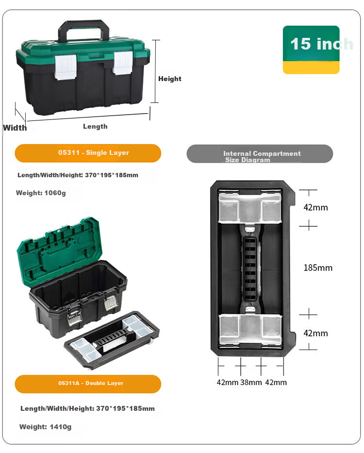 SATA 19" Household Toolbox Plastic Storage Box Hardware Tool Organizer 05313 1