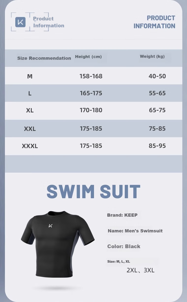 Keep Men's Swimwear Set Double-Layer Swim Shorts Sun Protection Anti-Embarrassment Professional Swimming Gear Full Black Set XL 6