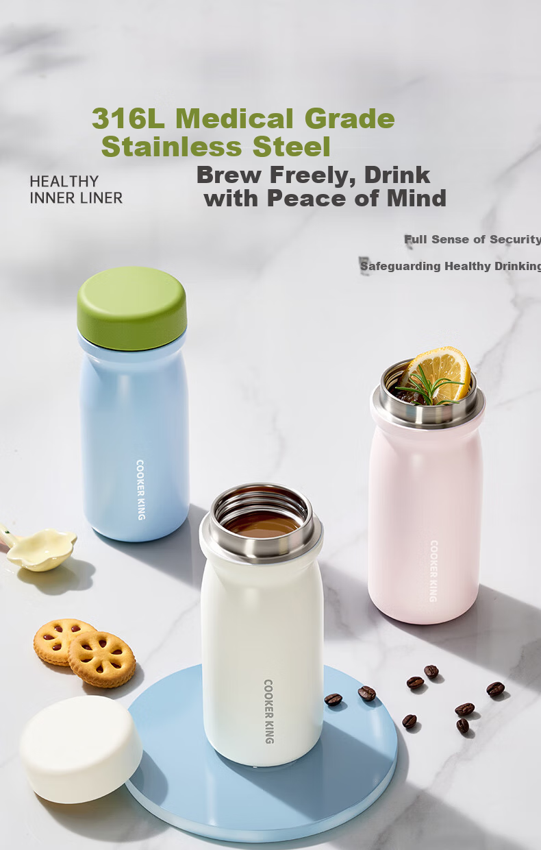 Chuida Huang 316L Stainless Steel Insulated Portable Pocket Cup, Compact Lightweight Travel Mug 350ml (Sandalwood Brown) 6