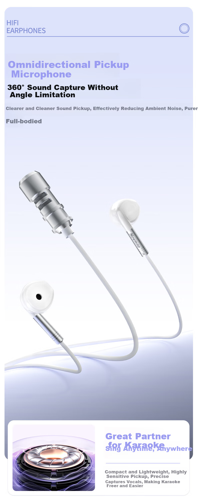 Newmine CYT03 K-Song Dedicated Earphones with Type-C Mic, In-Ear Monitoring, Recording, and Live Streaming Professional Singing Tool 2