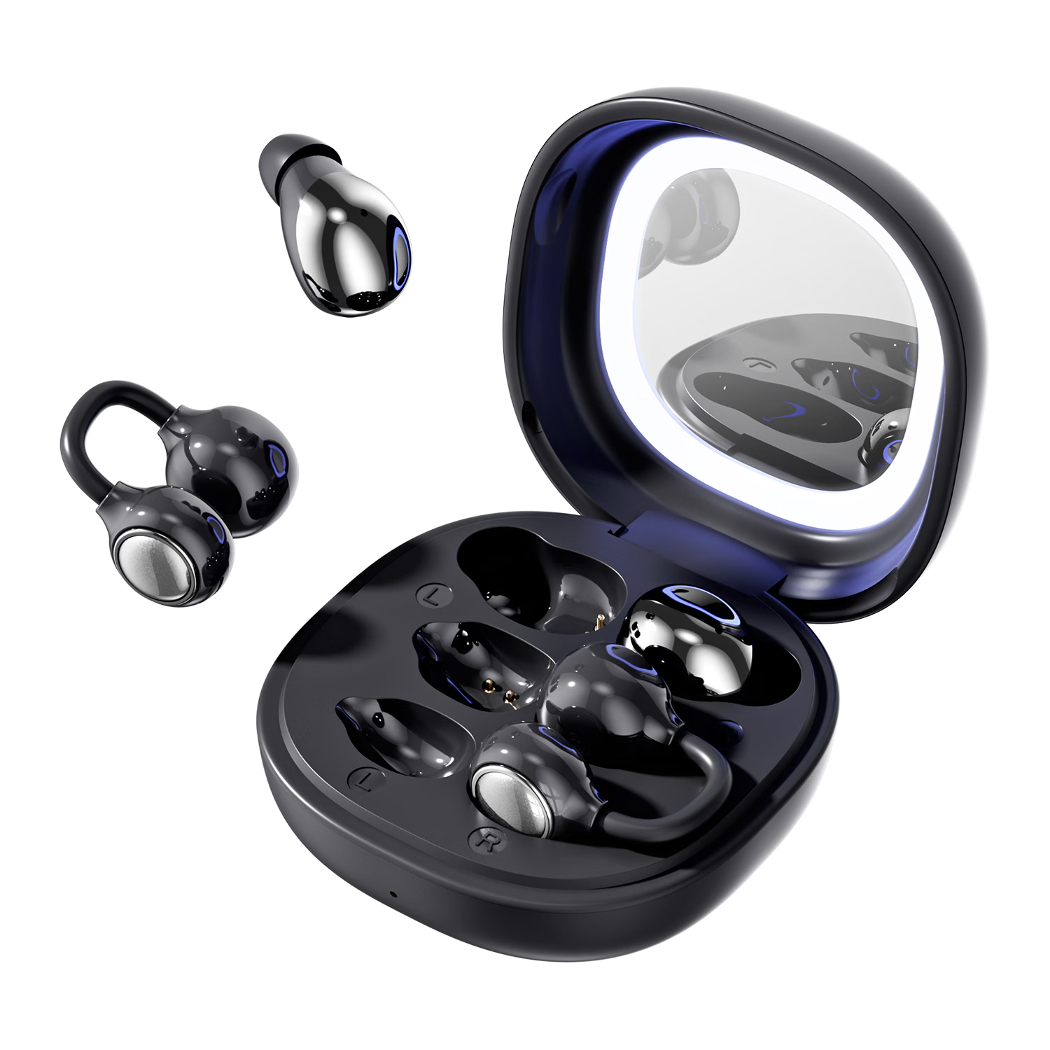 EZHK Bluetooth Earphones Two Pairs Two-in-One Dual Charging Case 2026 Latest Long Battery Life HD Sound Noise Cancelling Comfortable Invisible Mini Clip-On Office Use Four-Pack