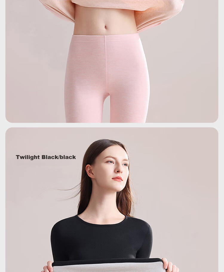 Tingmei | Bargain Cashmere Silk Set Thermal Thickened Warm Women's Autumn Winter Fleece Lined Underwear Pajamas 14