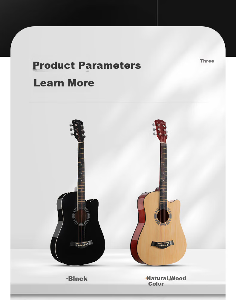 Acacia Bird 38-Inch Acoustic Guitar Beginner Entry-Level Male and Female Instrument Glossy Natural Wood Color 2